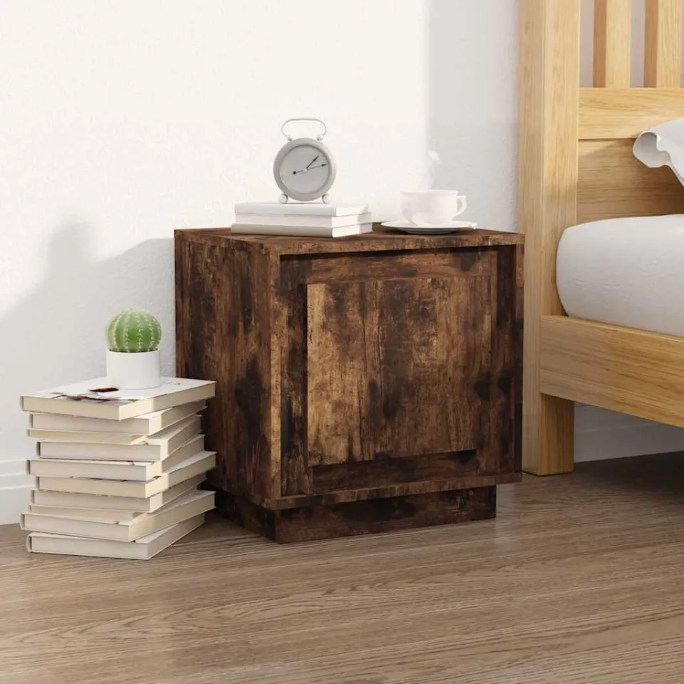 vidaXL Nachtkastjes 2 st 44x35x45 cm bewerkt hout gerookt eikenkleurig, foto 2