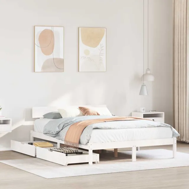 vidaXL Bedframe zonder matras massief grenenhout wit 120x200 cm
