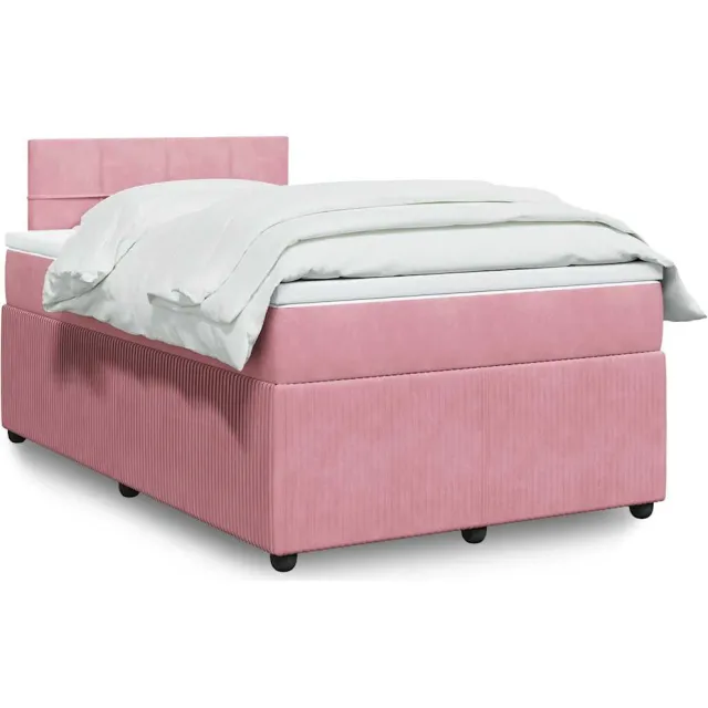 vidaXL Boxspring met matras fluweel roze 120x200 cm