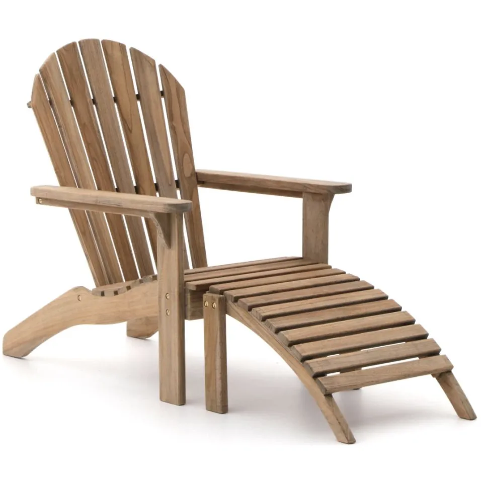 ROUGH Furniture ROUGH-S Adirondack lounge tuinstoel met voetenbank Bruin