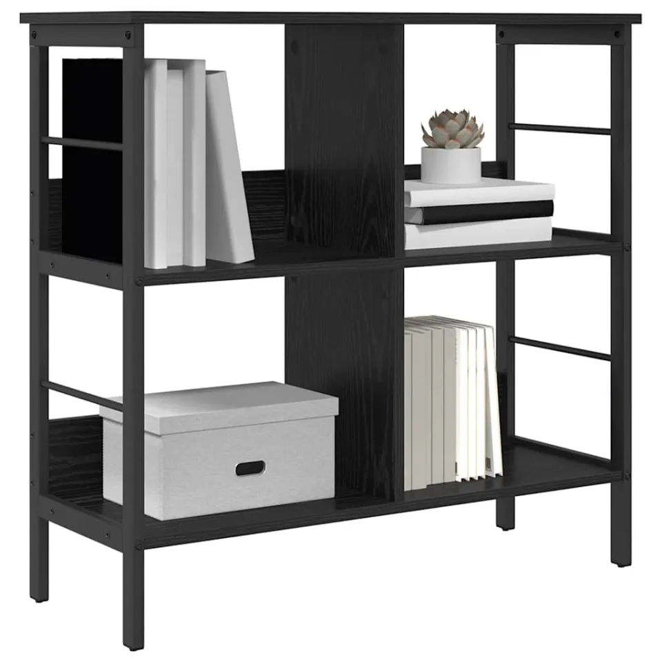 vidaXL Boekenkast 4-laags 82 x 32 x 79 cm Bewerkt hout Zwart Eiken