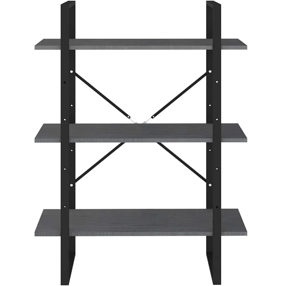 vidaXL Boekenkast met 3 schappen 80x30x105 cm massief grenenhout grijs, foto 4