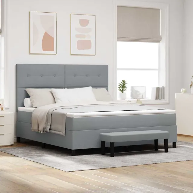 vidaXL Boxspringbed met hoofdeinde Lichtgrijs 180 x 200 cm Stof