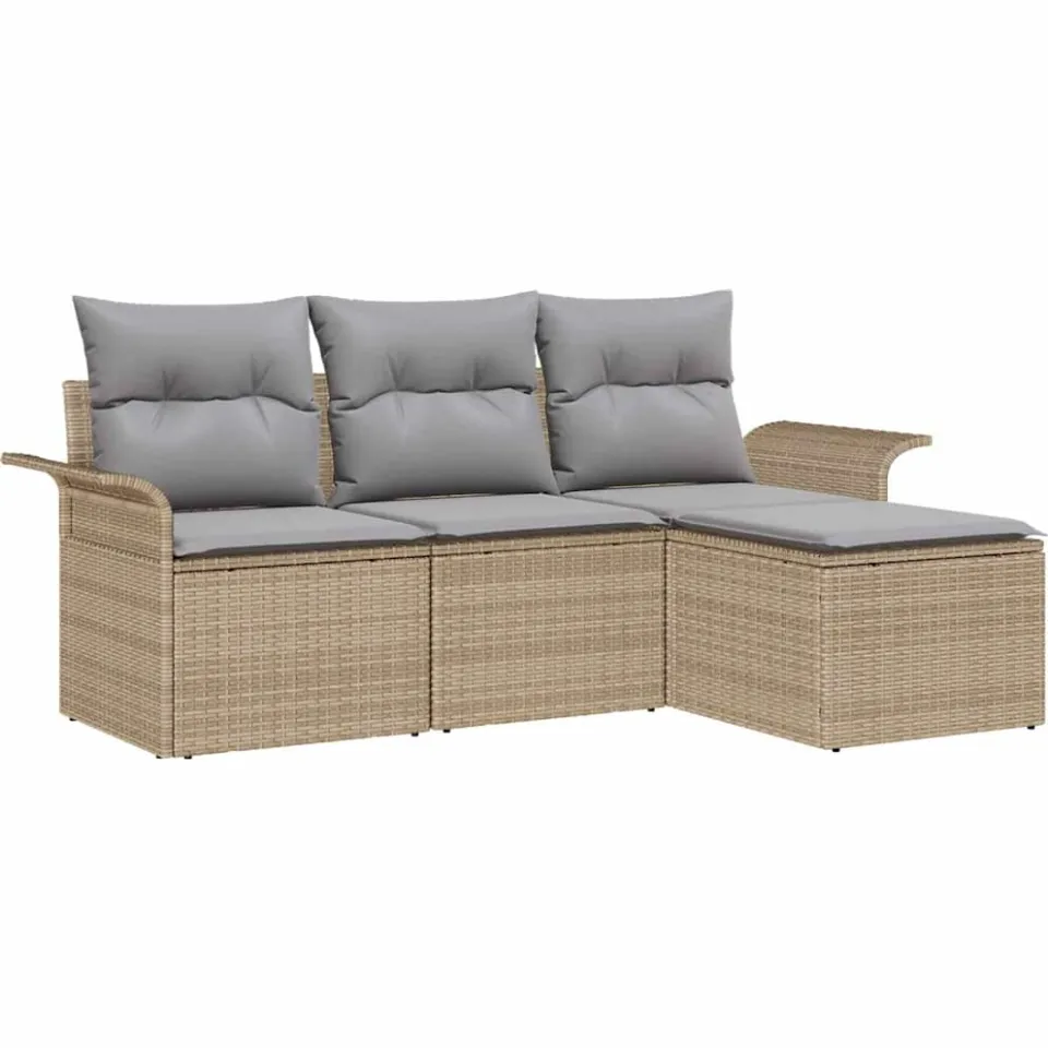 vidaXL Tuin Sofa Set 4 st Beige poly rattan