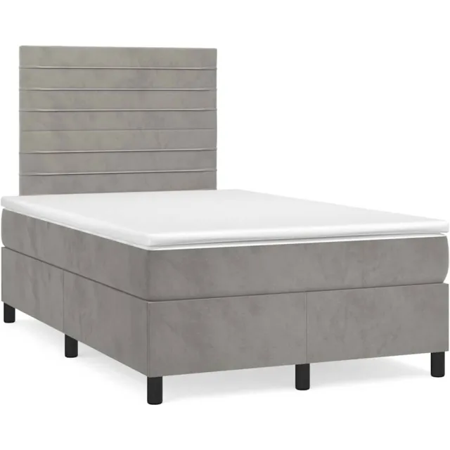vidaXL Boxspring met matras en LED fluweel lichtgrijs 120x190 cm grijs