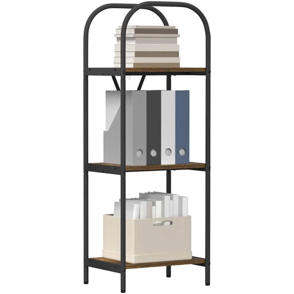 vidaXL Boekenkast 3-laags 40 x 30 x 109 cm Bewerkt hout Gerookt eiken, foto 3