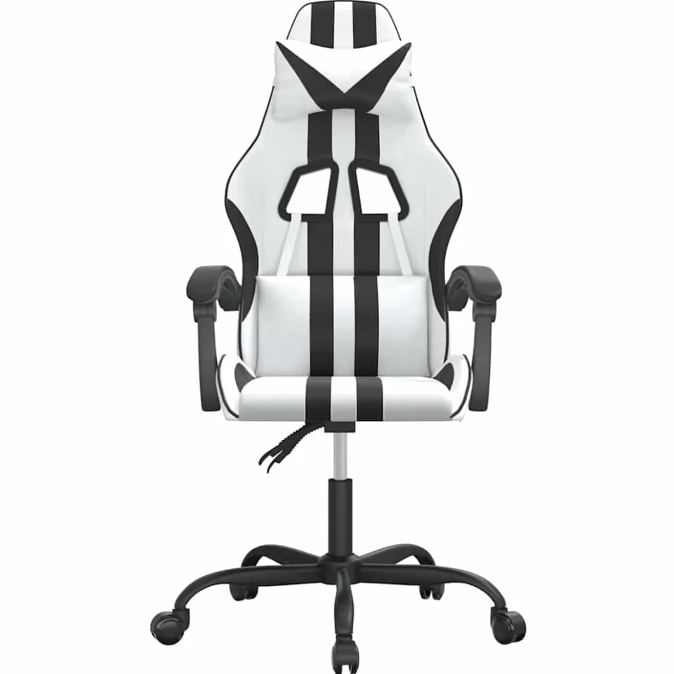 vidaXL Gamestoel draaibaar kunstleer wit en zwart