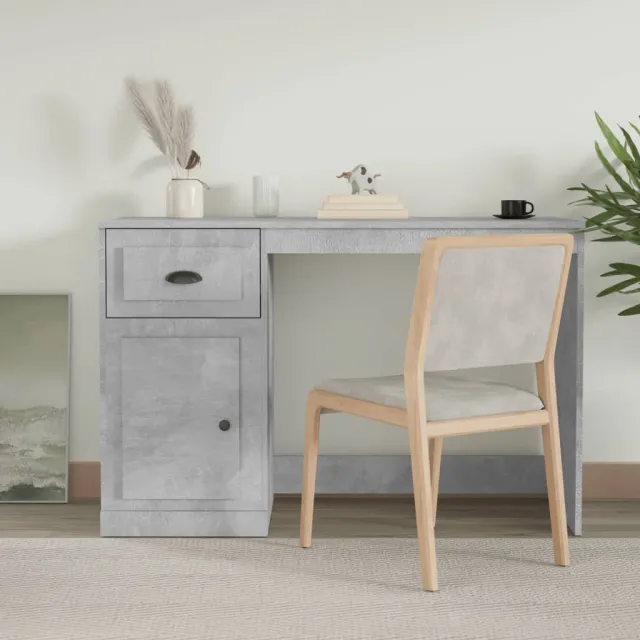 vidaXL Bureau met lade 115x50x75 cm bewerkt hout betongrijs grijs, foto 2
