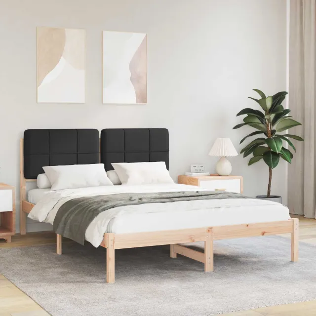 vidaXL Bedframe met Gevoerd Hoofdgedeelte Zwart 140 x 190 cm