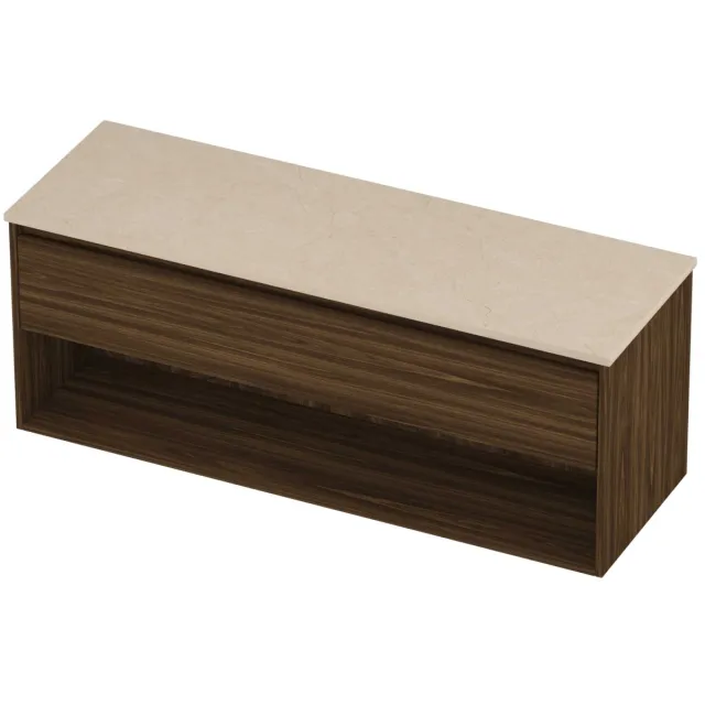 Proline Deck Badmeubelset Hardsteen Met Schap 140x46x55 cm Sand Stone Cabana Oak Eiken