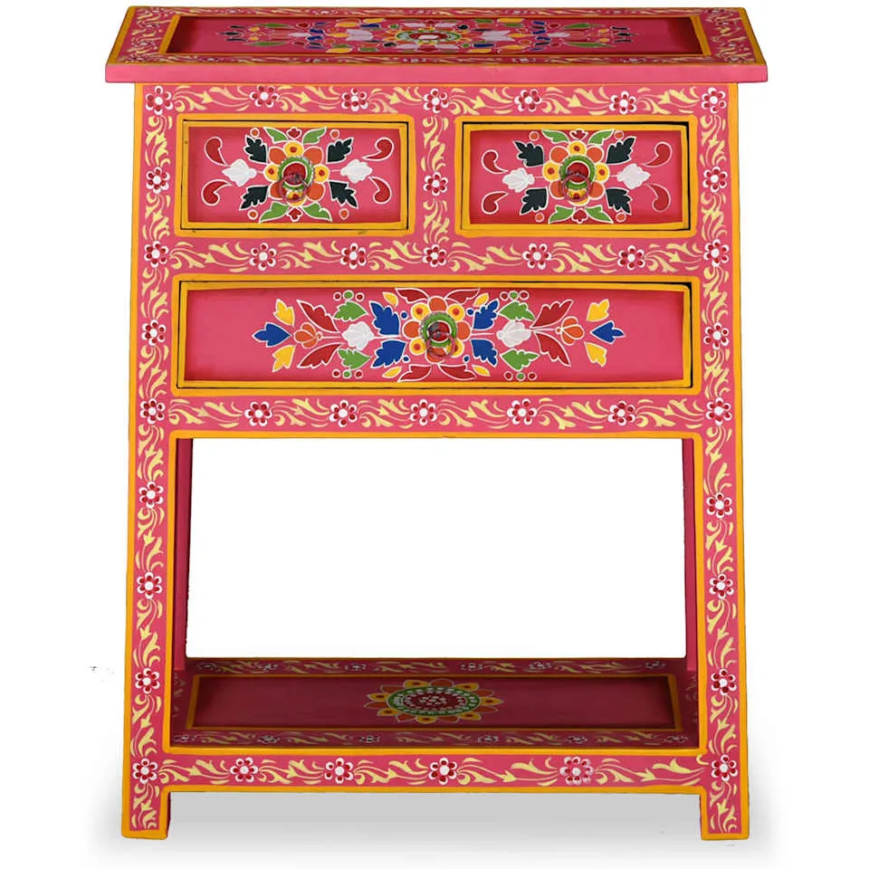 vidaXL Dressoir met lades handgeschilderd massief mangohout roze, foto 3