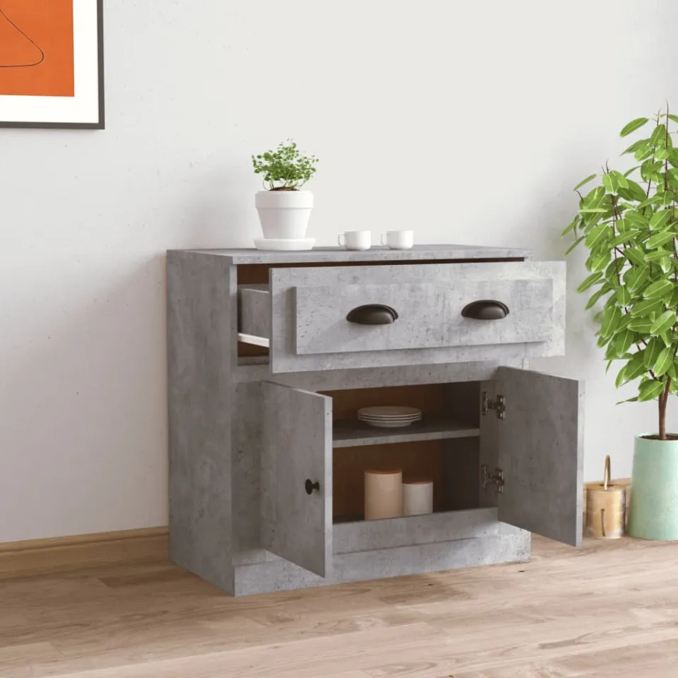 vidaXL Dressoir 70x35,5x67,5 cm bewerkt hout betongrijs grijs, foto 3