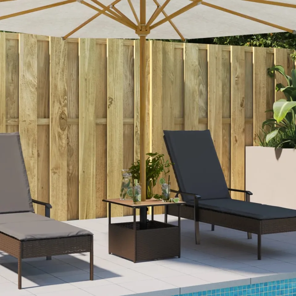 vidaXL Tuintafel met parasolgat 55x55x46,5 cm poly rattan bruin, foto 3