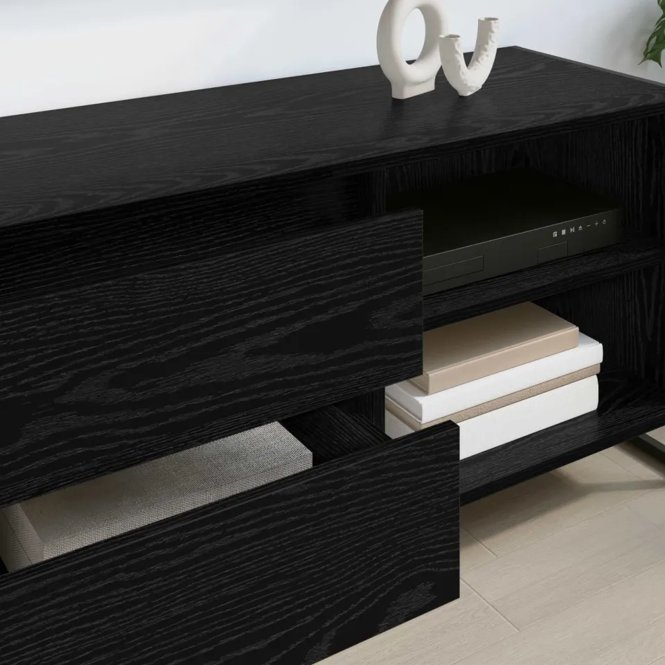 vidaXL TV-kast 100 x 36 x 49,5 cm Zwart Eiken Bewerkt hout, foto 4