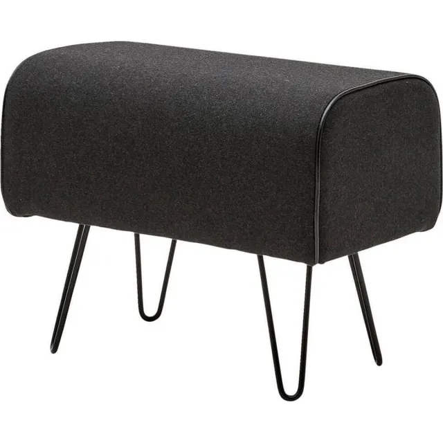 Furnidirect Poef Kamille - Scandinavisch Design - stof / Leeren bies - 60 x 35 x 47 cm ( LxBxH - Hoogwaardige afwerking zwart