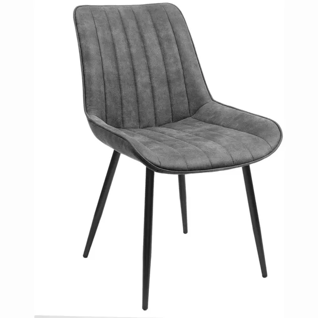 Klarven Eetkamerstoelen Kunstleer Grijs - Eetkamerstoelen Set van 2 - Kunstleren Eetkamerstoelen - Dining Chairs - Metalen Poten - Tot 110 kg Belastbaar