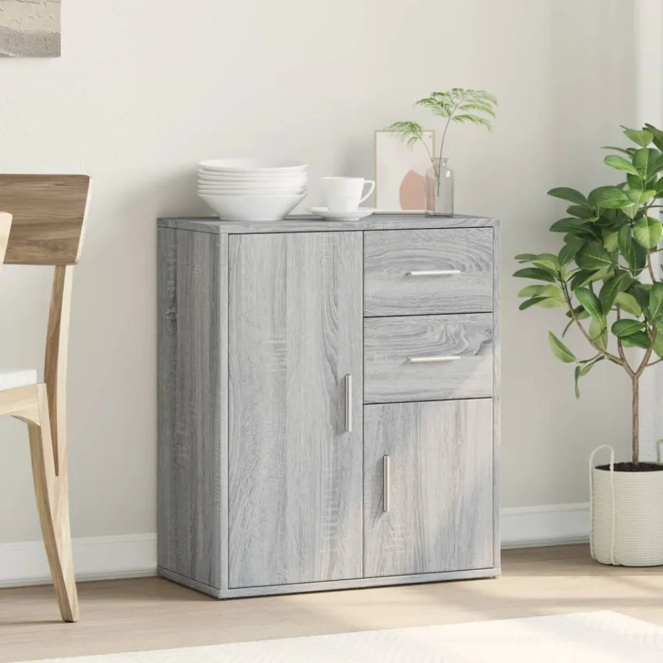 vidaXL Dressoir 60x31x70 cm bewerkt hout grijs sonoma, foto 3