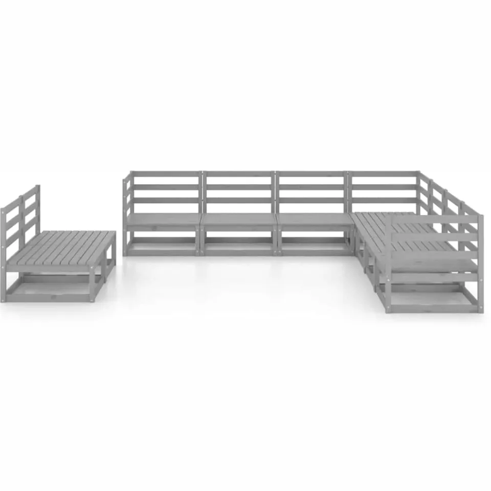 vidaXL 9-delige Loungeset massief grenenhout grijs