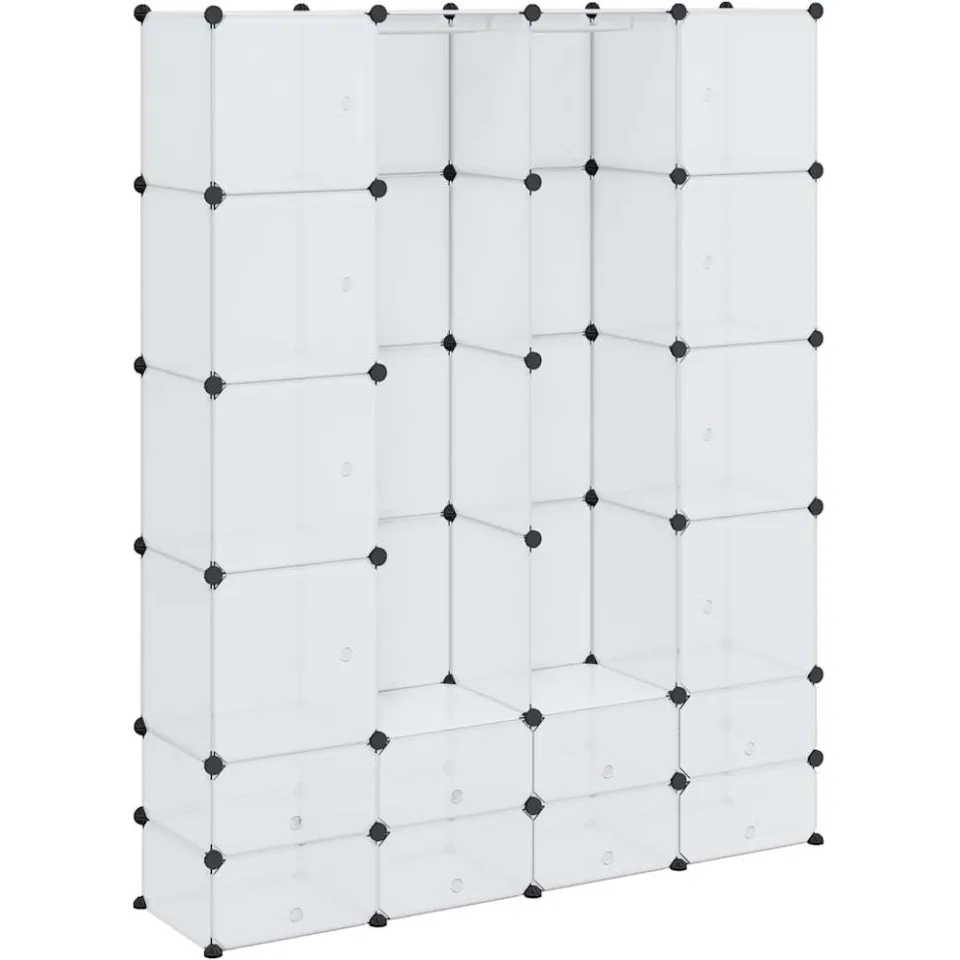 vidaXL Modulaire kast met 18 compartimenten wit 37 x 146 x 180,5 cm