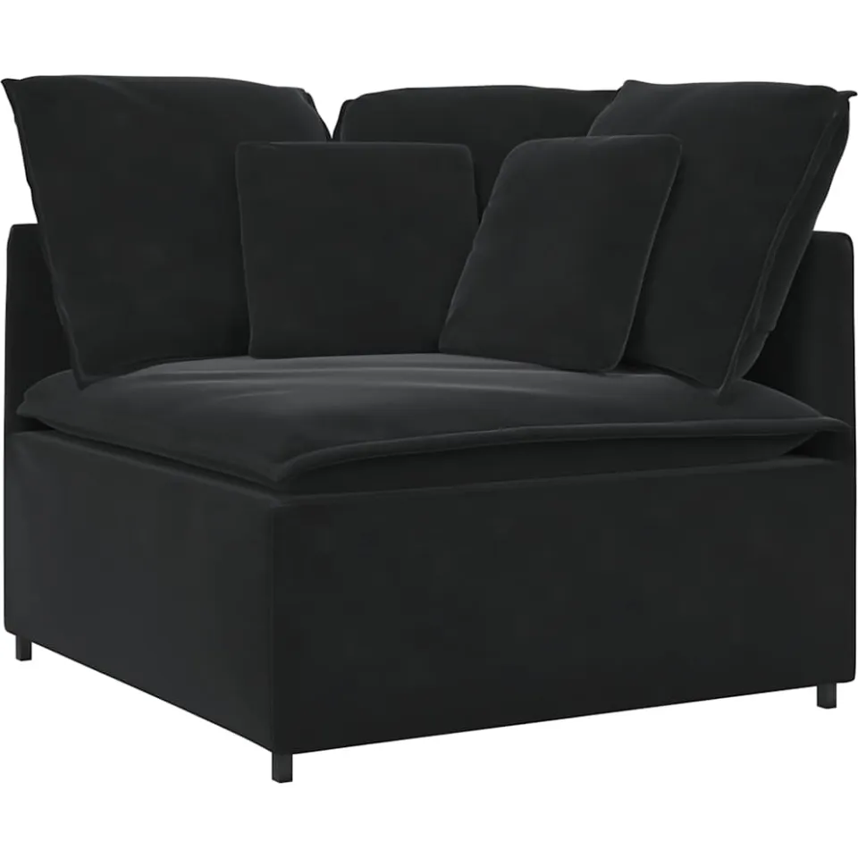 vidaXL Modulaire hoekmodule bank met kussens 100 cm zwart, foto 3