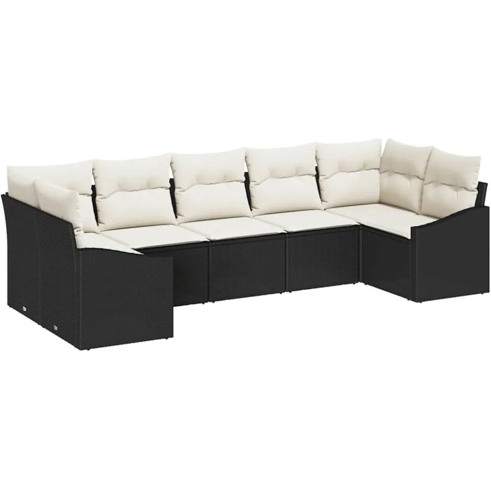 vidaXL Bankstel 7 st Zwart poly rattan