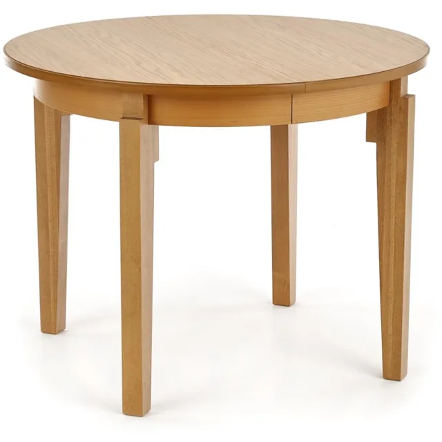 home style Uitschuifbare ronde eettafel Sorbus 100 cm breed in honing eiken Bruin