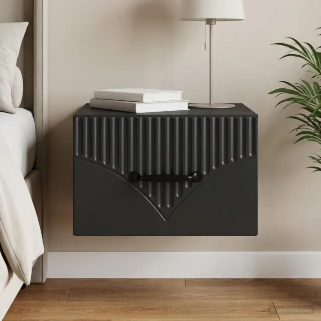 vidaXL Wandbeugel Bedkast Zwart 34,5 x 33 x 20 cm Bewerkt hout, foto 2