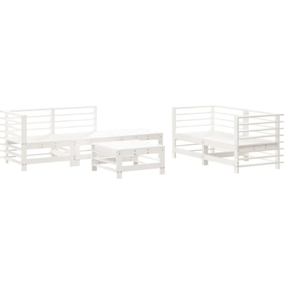 vidaXL 6-delige Loungeset massief grenenhout wit