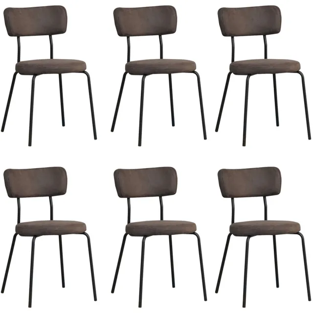 Bronx71 Industriële eetkamerstoel Lyon antraciet eco-leer - Eetkamerstoelen set van 6 - stoel