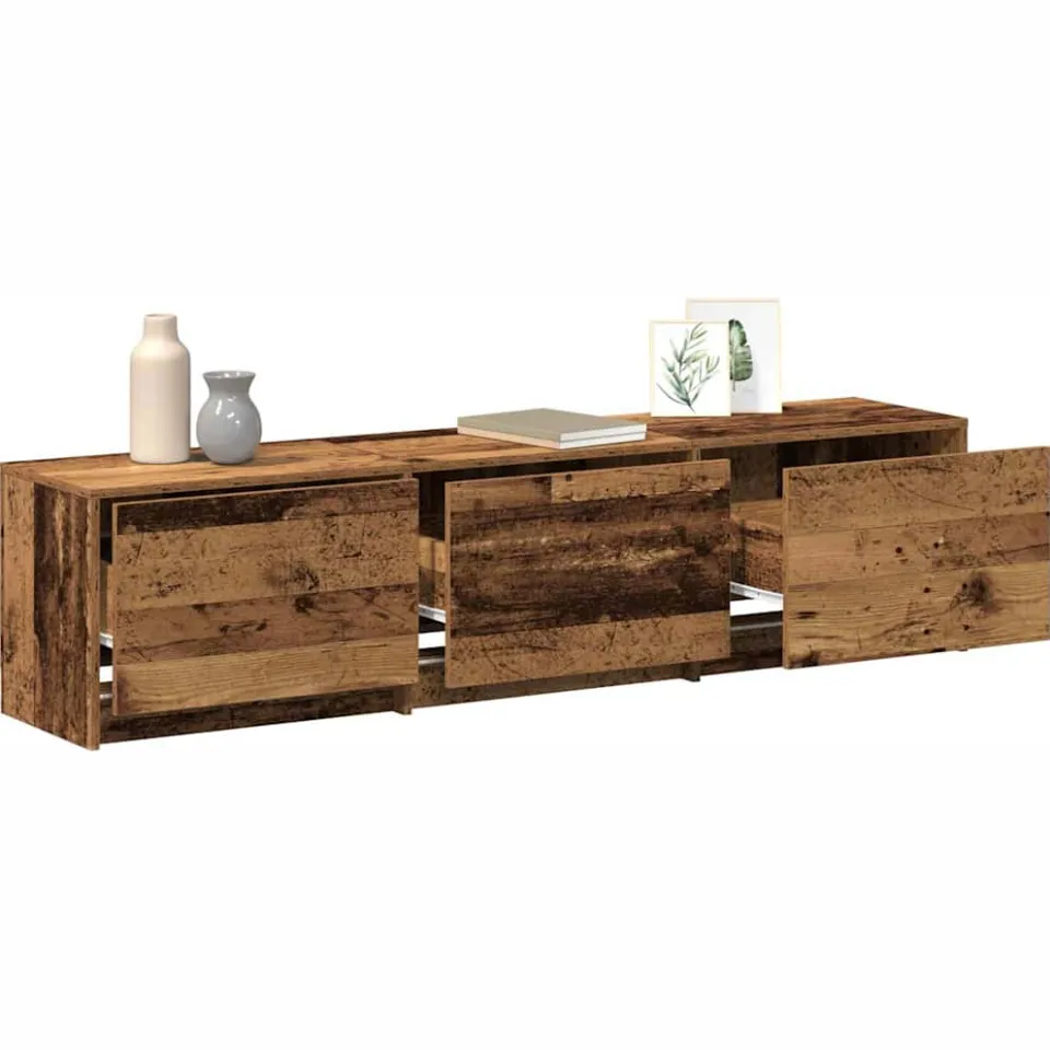 vidaXL TV-kast met LED 165 x 34 x 40 cm Oud hout Geconstrueerd hout Bruin