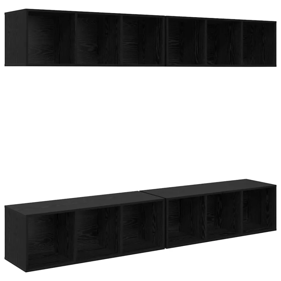 vidaXL Tv-meubelset 4 st 37 x 37 x 107 cm Zwart Eiken, foto 3