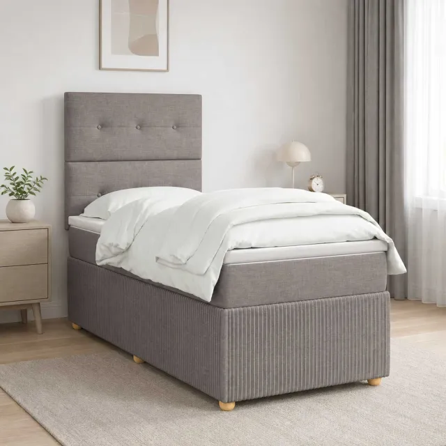 vidaXL Boxspringbed met matras met hoofdeinde Taupe 80 x 200 cm Stof