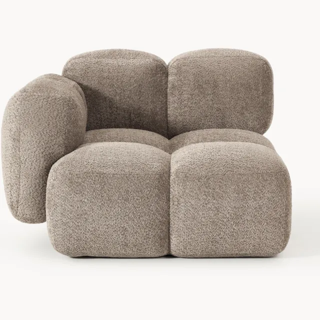 Westwing Collection Hoekmodule Tayla van teddy bouclé Taupe