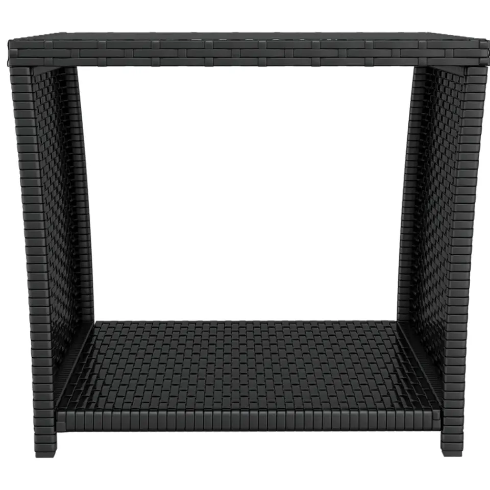 vidaXL Salontafel met glazen blad poly rattan en gehard glas zwart