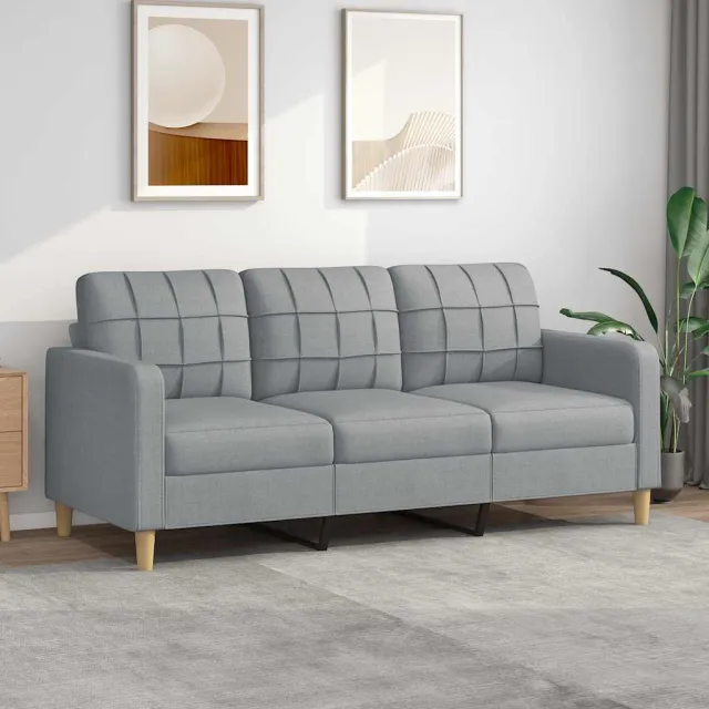 vidaXL Driezitsbank 180 cm stof lichtgrijs