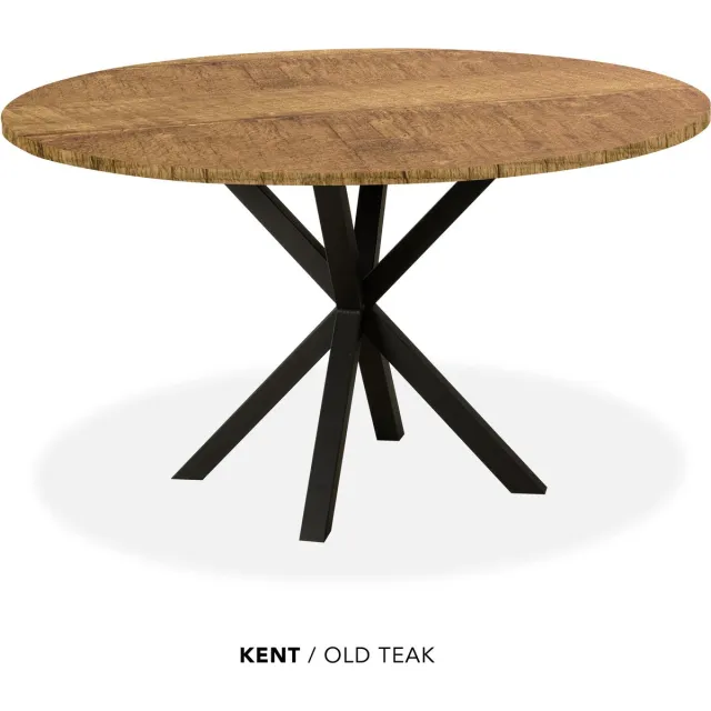 Maxfurn Eettafel rond | Zeer krasvast | Kleur: Old teak | diameter 120cm