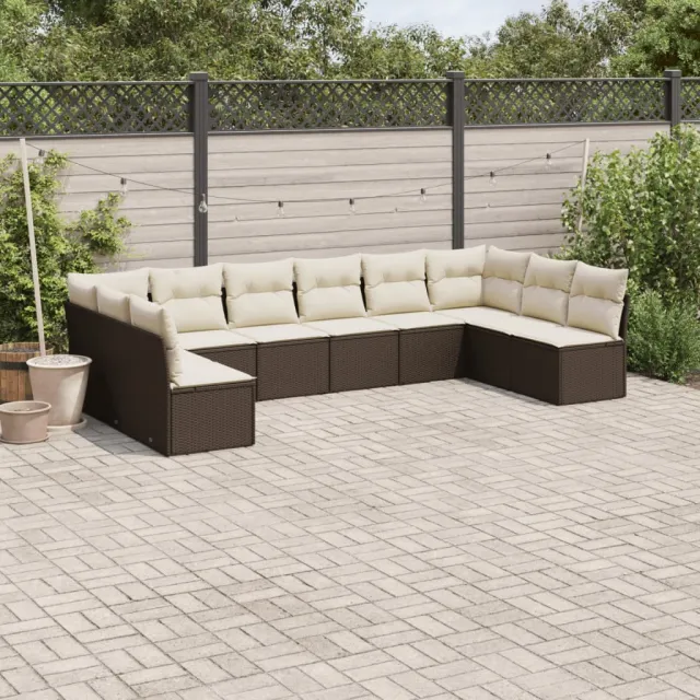 vidaXL 10-delige Loungeset met kussens poly rattan bruin, foto 2