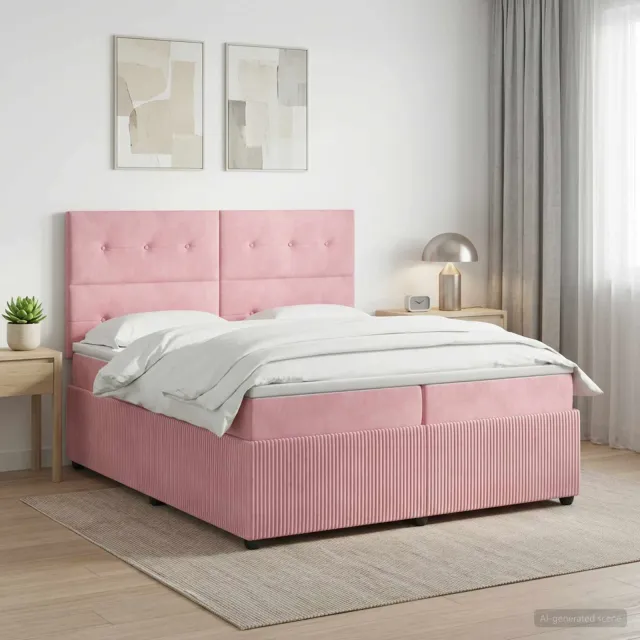 vidaXL Boxspringbed met matras Roze 200 x 200 cm Fluweel