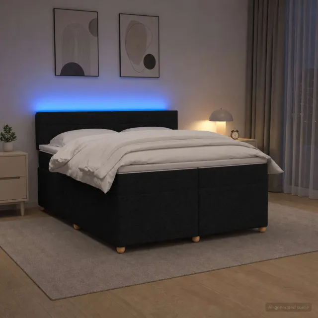 vidaXL Boxspringbed met matras met hoofdeinde Zwart 200 x 200 cm Stof
