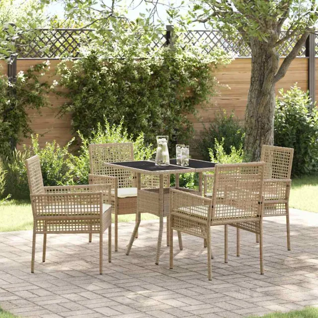 vidaXL Tuin eettafelset 5 st Beige poly rattan, foto 2