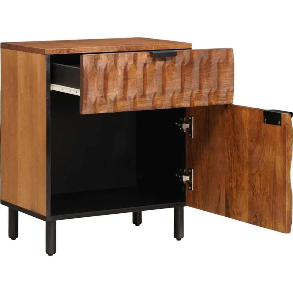 vidaXL Nachtkastje met lade Bruin 50 x 33 x 60 cm Massief Mango Hout, foto 2