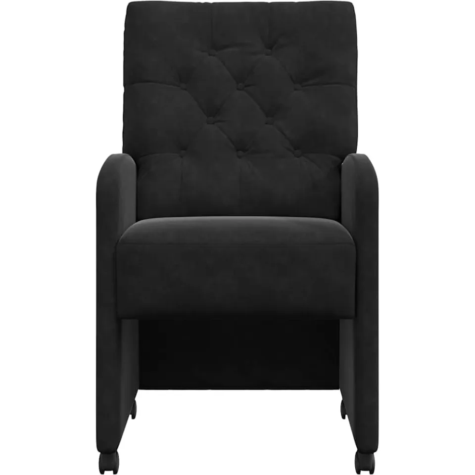 vidaXL Eetkamerstoelen met Wieltjes 2 st Fluweel Zwart 58 x 67 x 97 cm, foto 4