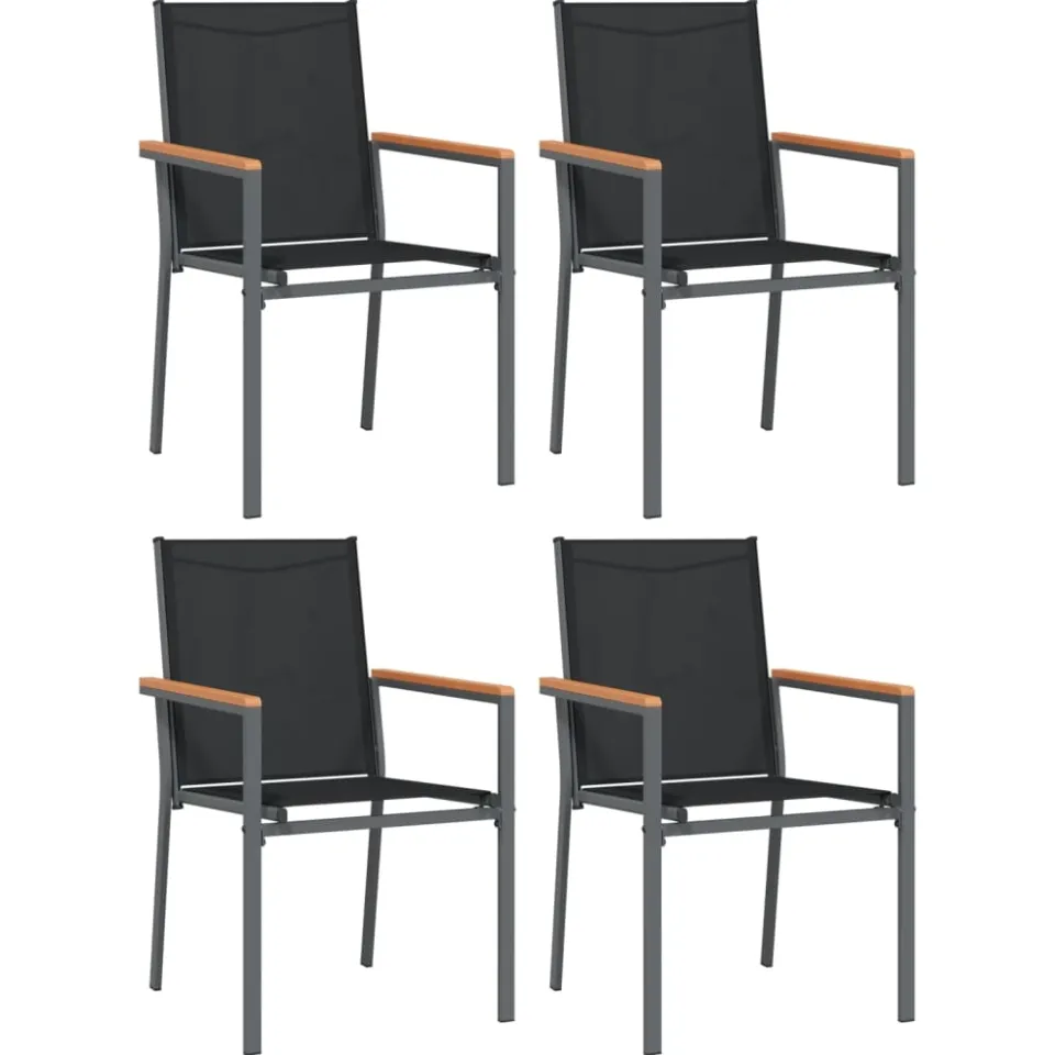 vidaXL 5-delige Tuinset textileen en staal zwart