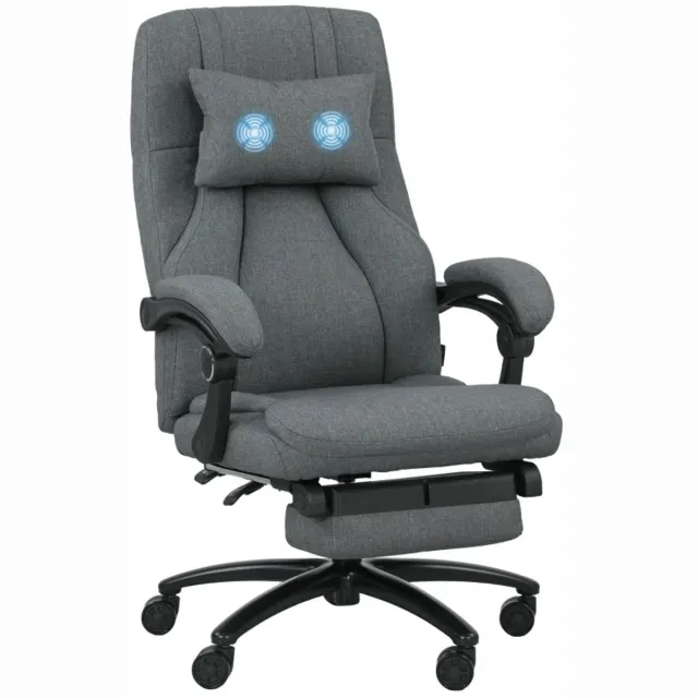 ZYLARO Ergonomische Bureaustoel met Massagefunctie & USB-aansluiting - Massagestoel - In Hoogte Verstelbaar - Max. kanteling 130° - 360° Draaibaar - Kantoorstoel - Gamestoel - Volwassenen Stoel - Directiestoel - Computerstoel - Donkergrijs