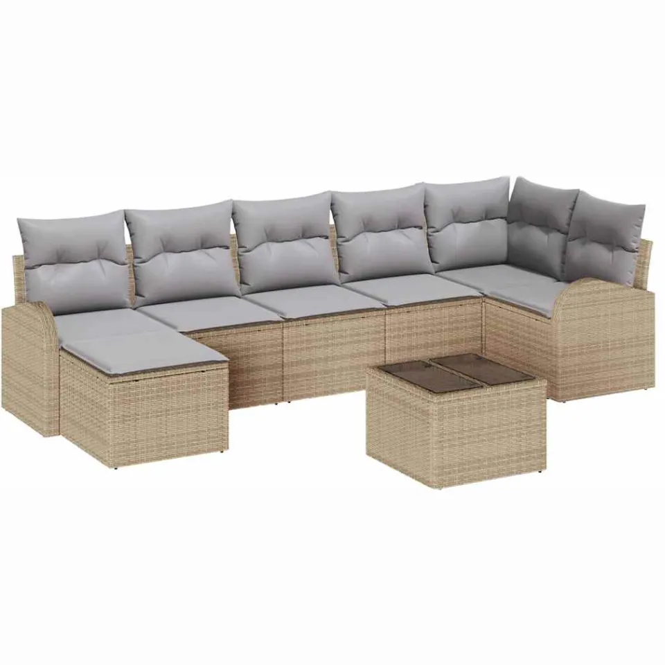 vidaXL Tuin Sofa Set 8 st Beige [Synthetisch]: Poly Rattan
