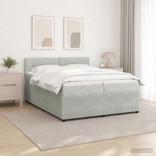 vidaXL Boxspringbed met matras Lichtgrijs 200 x 200 cm Fluweel