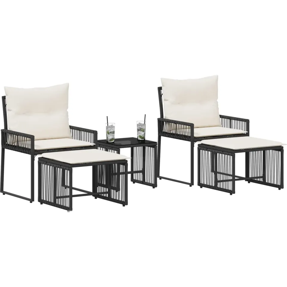 vidaXL Buitenmeubelset 11 st Zwart en Cream Wit poly rattan