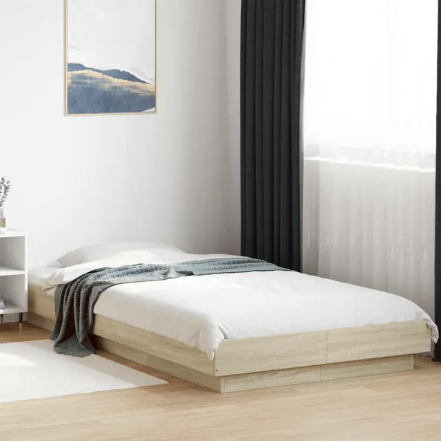 vidaXL Bedframe bewerkt hout sonoma eikenkleurig 90x200 cm Bruin