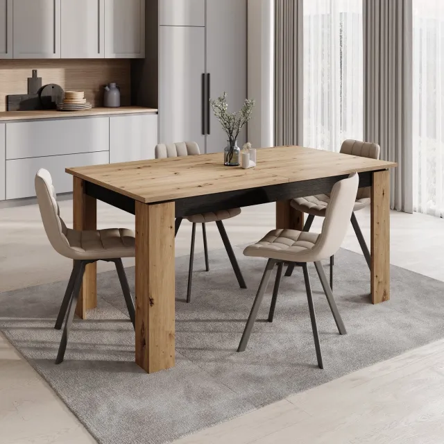MEUBELLA Montellini - Eetkamertafel - Eikenpatroon - 160x90x77 cm Bruin