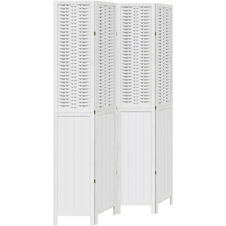 vidaXL Kamerscherm met 4 panelen massief paulowniahout wit